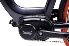 Load image into Gallery viewer, A product image of the Veloci Spirit electric bike from LeaseBike showing the details of the M300 mid-drive electric motor from Bafang, which is situated at the bottom bracket of the bike, in between the pedals. 
